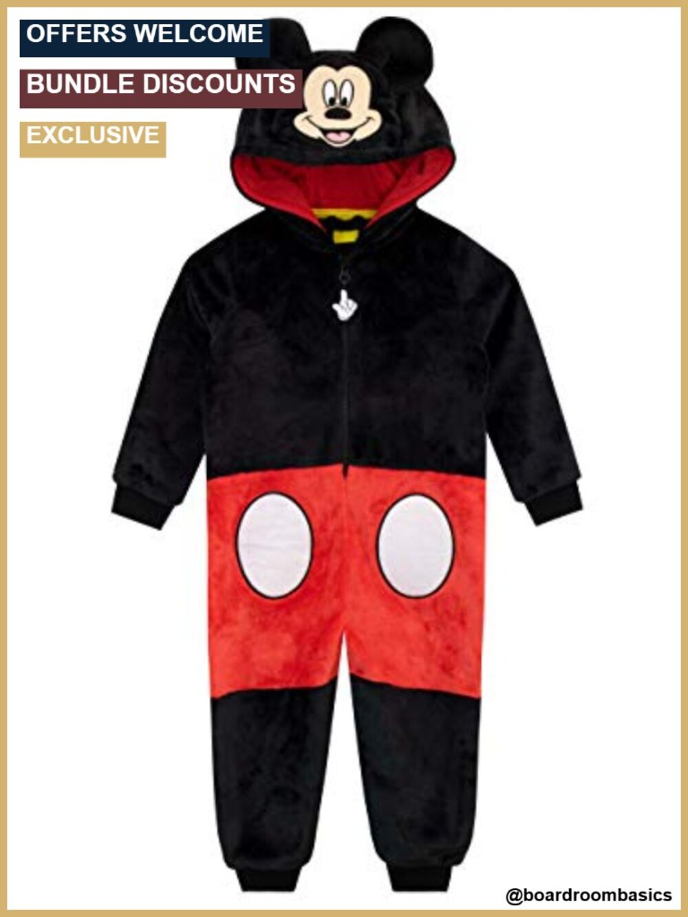 Disney Mickey Mouse Onesie Hooded Pajama for Boys Soft Polyester